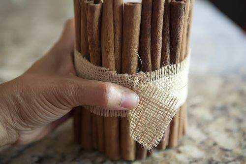 Blog centerpiece candle burlap