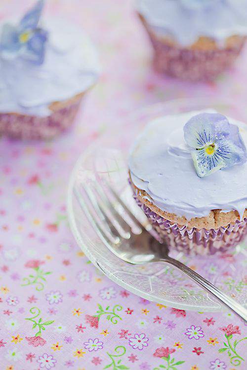 lavender cupcakes and fork