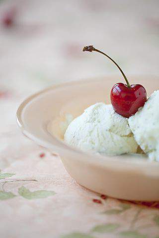 Ice cream scoops with cherry