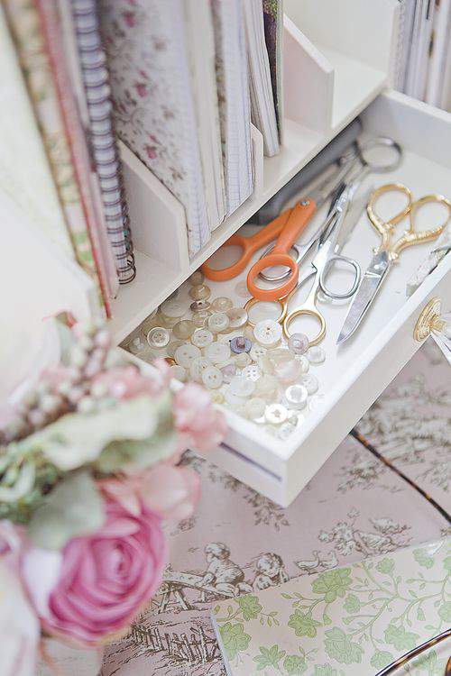 button and scissor drawer