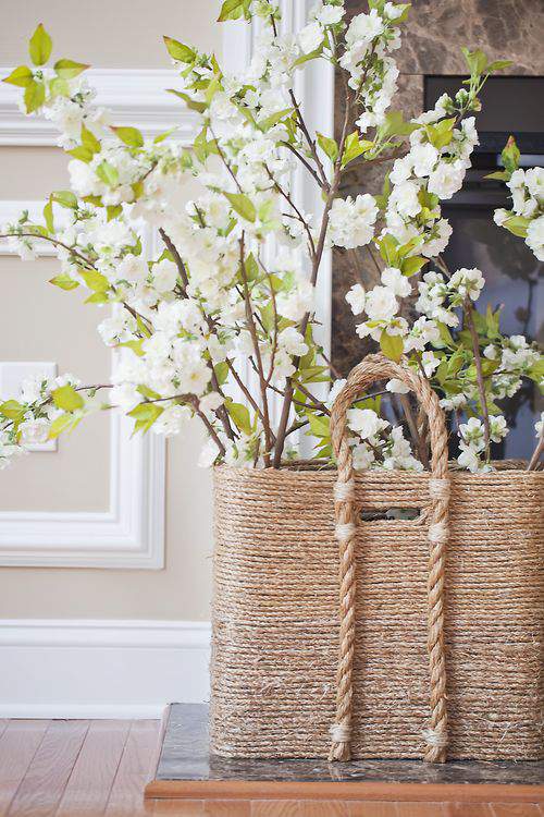 White Tasseled Wood Basket, Hobby Lobby