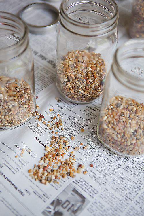 mason jars with pebbles