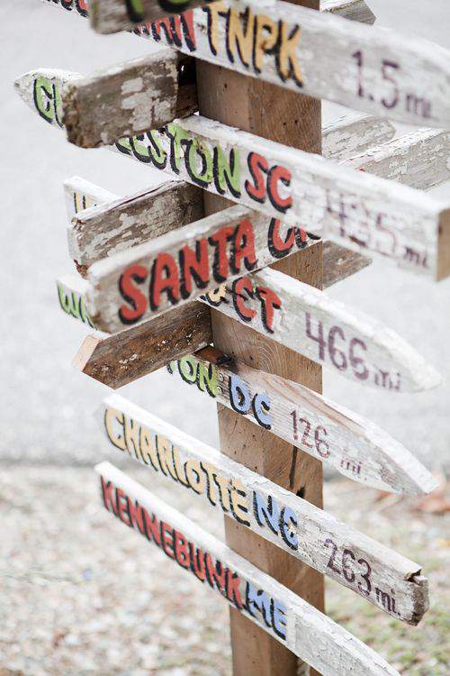 wooden directional signs