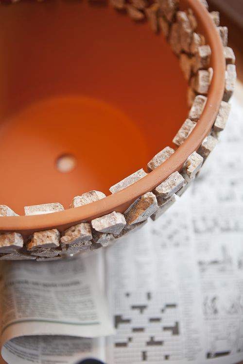 tile on terra cotta pot