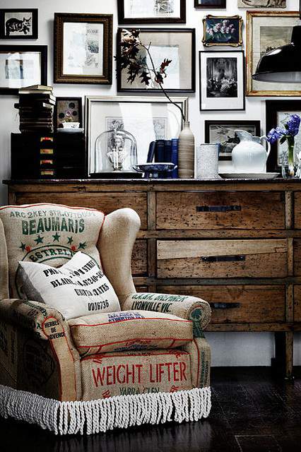 grain sack rustic chair