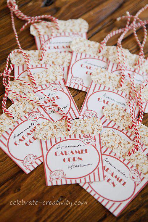 handcrafted caramel corn tags