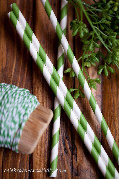 green striped straws