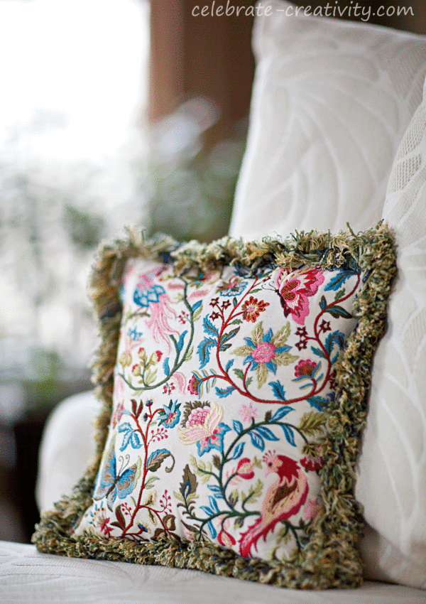 Jacobean Embroidered Pillow