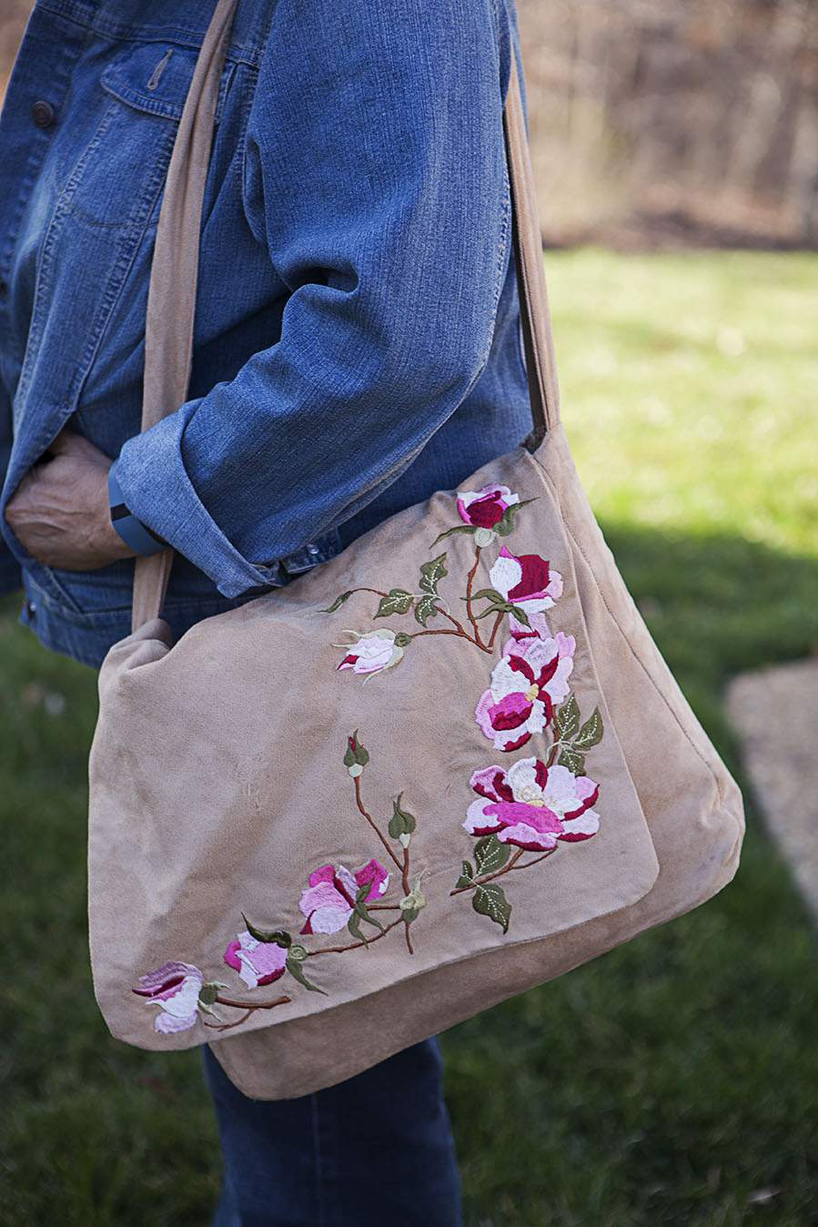 Embroidered Blush Pink Canvas Duffle Bag