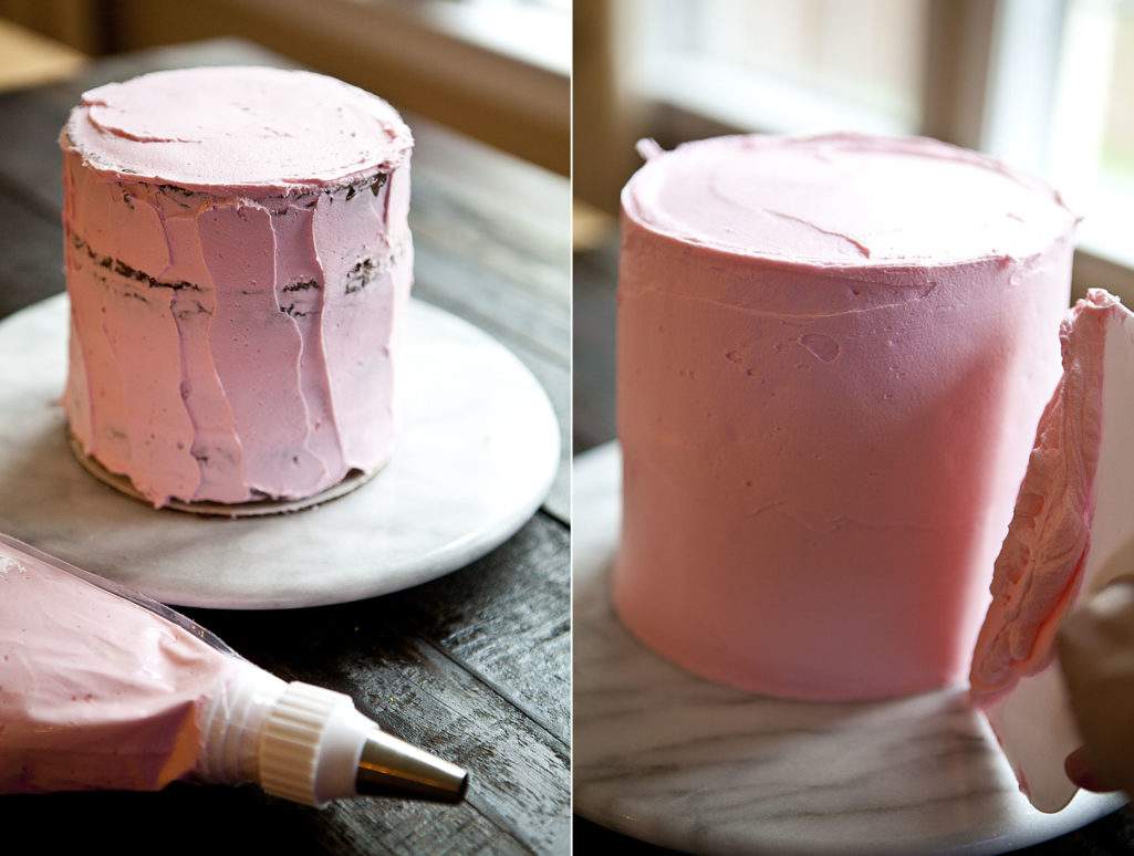 pink cake smoothing