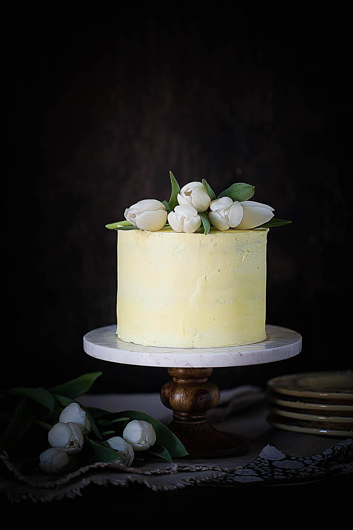 tulip topped cake