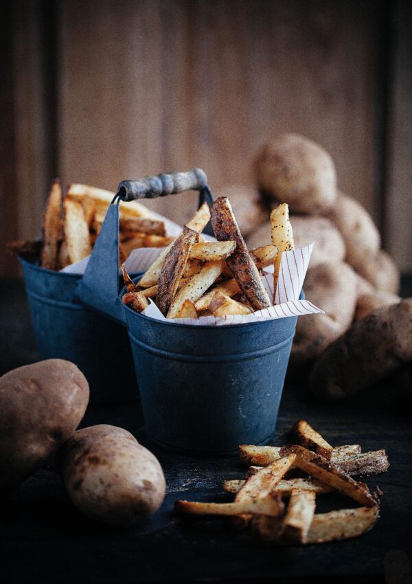 fries with potato skin