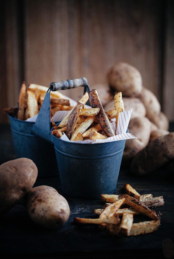 fries with potato skin