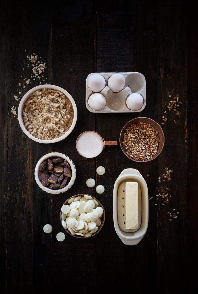 Ingredients arranged on a wood board