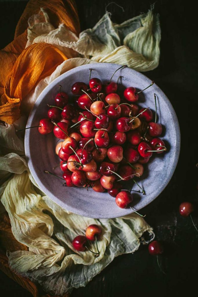 hand dyeing fabric bowl of cherries