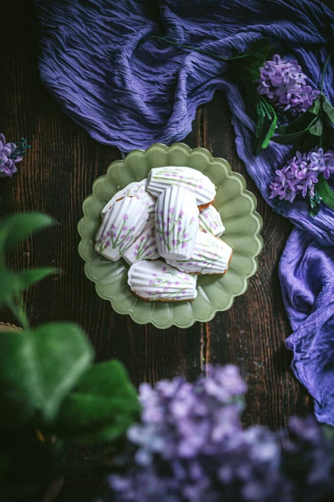 flatlay dish with madeleines